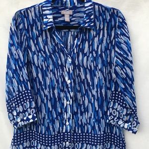Multi-Hued Blue Chico's Sheer Blouse